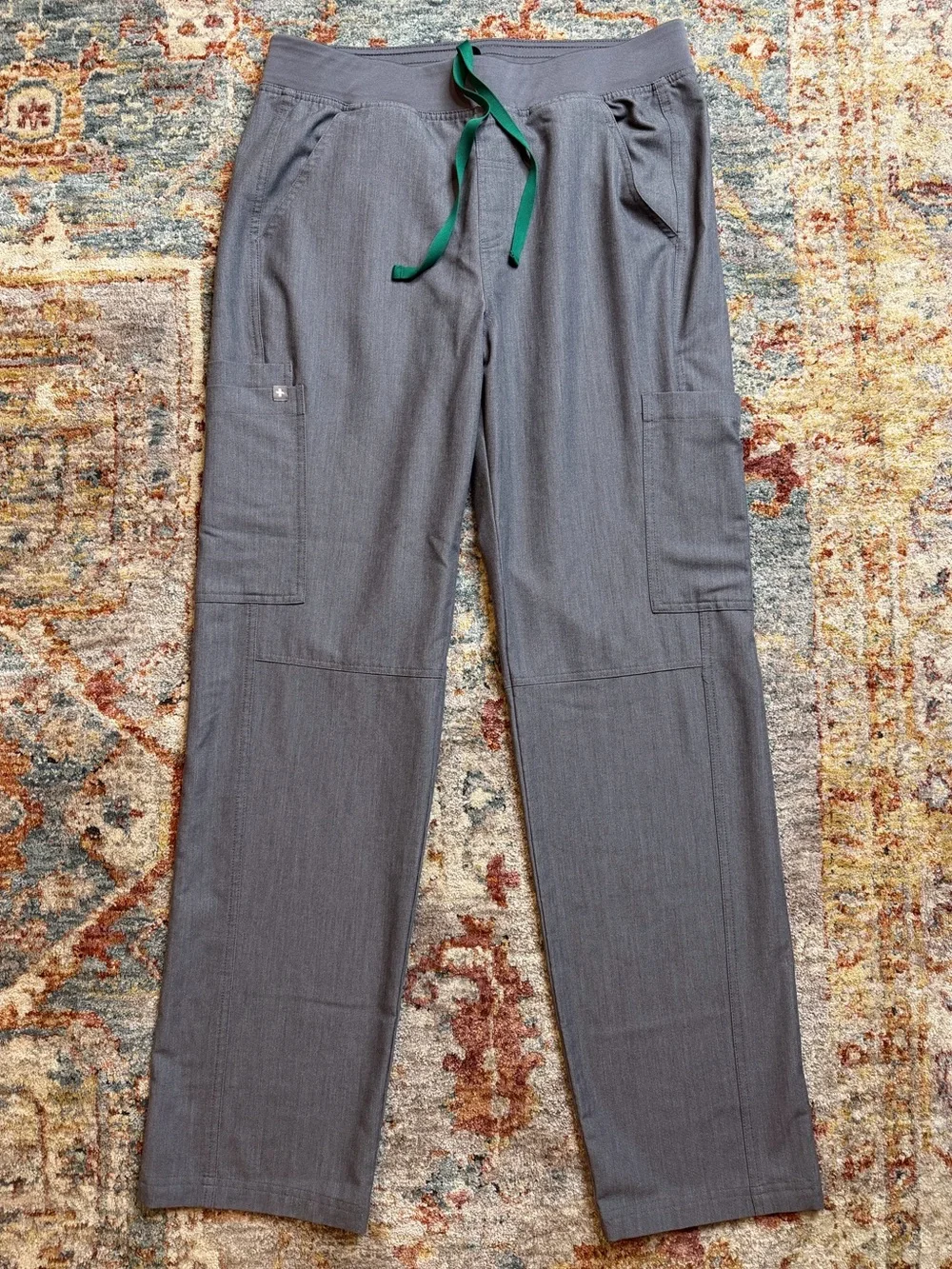 Figs Men's Gray Jogger Pants with Green Drawstring